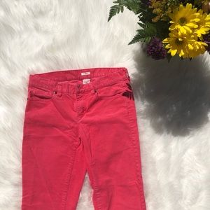 PINK J.CREW TOOTHPICK CORDUROY PANTS